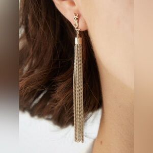 SAINT LAURENT Loulou YSL-Logo Chain Tassel Drop Earrings